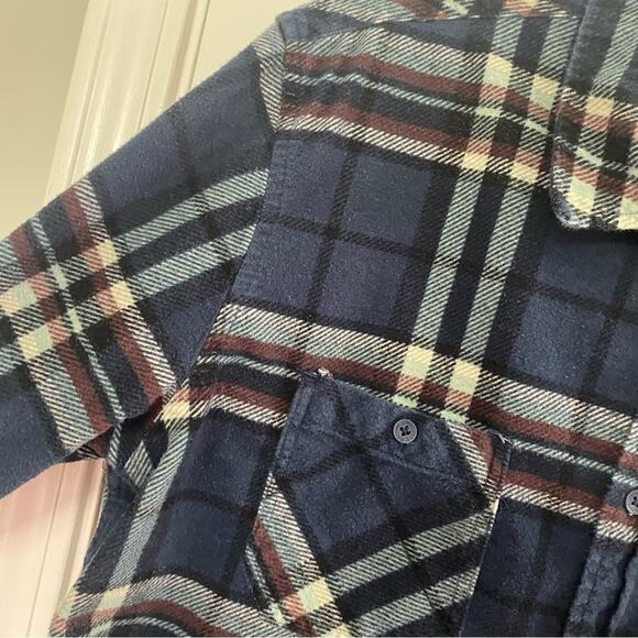MACHINE CUSTOM CO • Navy Plaid Long Sleeve Flannel Button Down Shirt - Picture 2 of 5